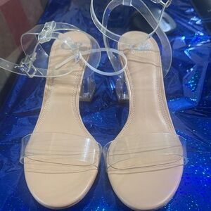 Gianni Bini Clear Strap Nude Heels